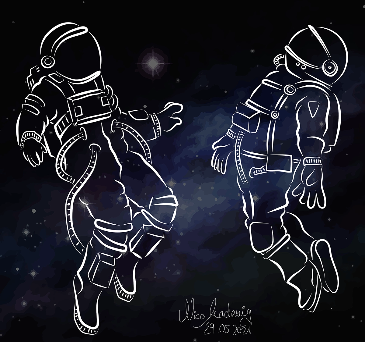Digitale Zeichnung fikitver Astronauten