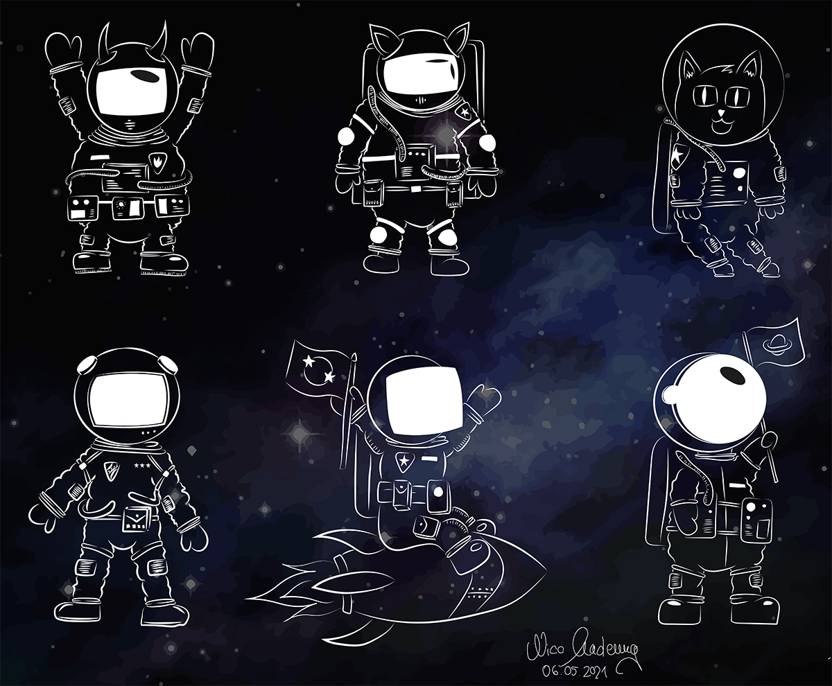 Digitale Zeichnung fikitver Astronauten